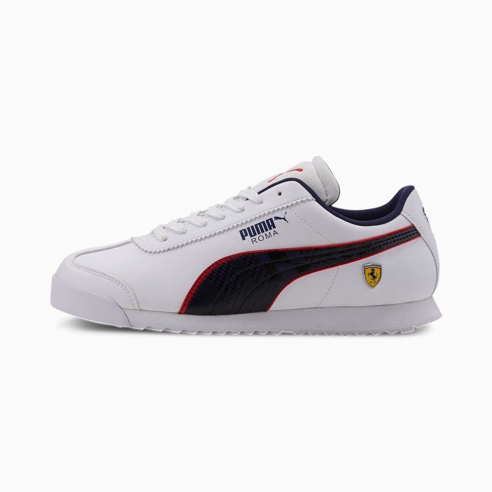 Puma Scuderia Ferrari Roma Férfi Motorsport Cipő - Fehér/Sötétkék ( Hungary - DNRCZ1623 )
